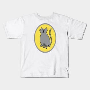 Ultimate Gray Cat on Illuminating Oval Kids T-Shirt